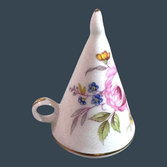 Vintage Porcelain Candle Snuffer Victorian Pink Roses Floral Design 2" Dresser - Picture 1 of 6